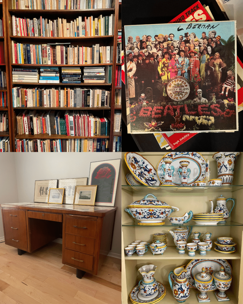 Blue Moon Estate Sale in Northwest Hills with pottery, art, books, vintage furniture, and more!