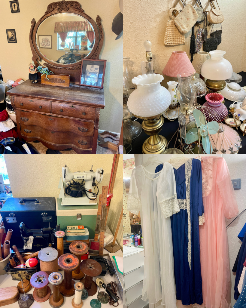 Blue Moon Estate Sale in Anderson Mill – antique decor, vintage kitchenware, sewing supplies, outdoor, etc.!