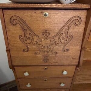 Antique-Victorian-Oak-Side-by-Side-Secretary-Bookcase-second-image-2