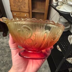 Vintage-Jeannette-Glass-Amberina-Iris-and-Herringbone-Footed-Bowl-2