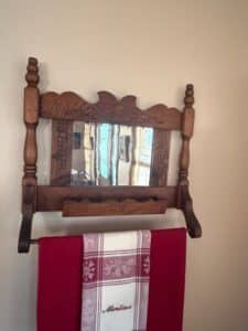 Antique-Oak-Shaving-Mirror-with-Towel-Bar