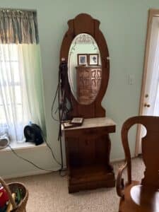Antique-Wooden-Hall-Tree-with-Mirror-and-Marble-Top