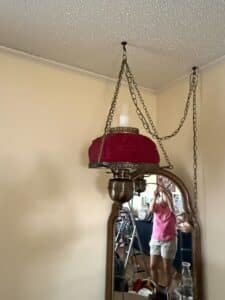 Victorian-Cranberry-Hobnail-Hanging-Lamp