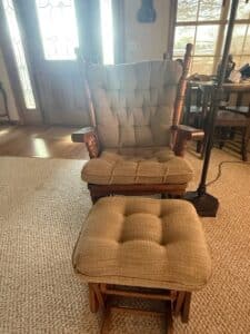 Vintage-Amish-Style-Upholstered-Wooden-Glider-Rocker-with-Ottoman