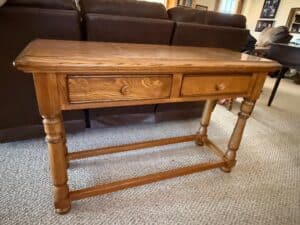 Vintage-Oak-Two-Drawer-Console-Table