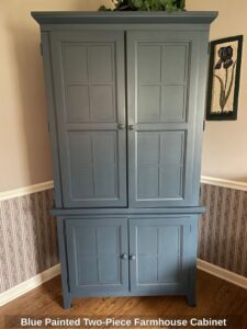 Blue-Painted-Two-Piece-Farmhouse-Cabinet