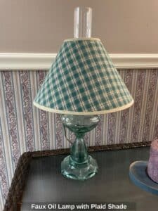 Faux-Oil-Lamp-with-Plaid-Shade