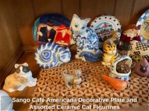 Sango-Cafe-Americana-Decorative-Plate-and-Assorted-Ceramic-Cat-Figurines-1
