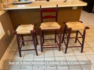 Set-of-Red-Wooden-Ladder-Back-Counter-Stools-with-Rush-Seats