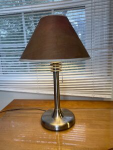 Brushed-Nickel-Table-Lamp-with-Tapered-Fabric-Shade