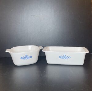 CorningWare-Blue-Cornflower-Loaf-Pan-and-Casserole-Dish