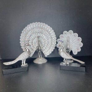 Silver-Tone-Peacock-Figurines-with-Colored-Gem-Accents