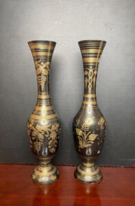 Vintage-Brass-Vases-with-Etched-Floral-and-Geometric-Design