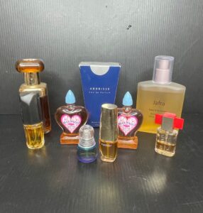 Assorted-Vintage-Perfume-Bottles-including-Blue-Waltz-Adorisse-and-Jafra