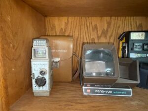 Bell-Howell-One-Nine-mm-Movie-Camera-with-Case-and-GAF-Pana-Vue-Automatic-Slide-Projector