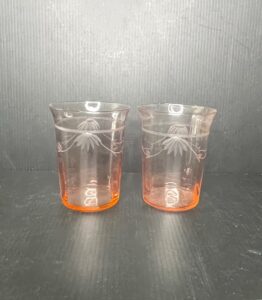 Pink-Depression-Glass-Tumblers-with-Etched-Floral-Design