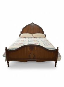Vintage-Carved-Wood-Bed-with-Mattress