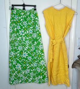 Vintage-Daisy-Mod-Maxi-Skirt-and-Yellow-Sleeveless-Dress