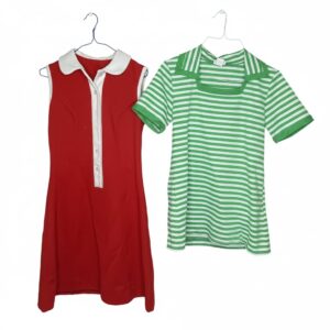 Vintage-Sears-J.B.-Bazaar-Red-Shift-Dress-and-Beelane-Fashions-Green-Striped-Top