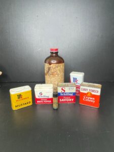 Vintage-Spice-Tins-and-Liquid-Smoke-Bottle-Collection