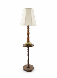 Vintage-Wooden-Floor-Lamp-with-Octagonal-Table