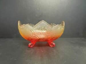 Vtg-Glass-Amberina-Lombardi-Footed-Bowl
