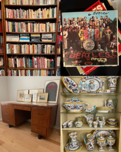 Blue Moon Estate Sale in Northwest Hills with pottery, art, books, vintage furniture, and more!