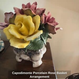 Capodimonte-Porcelain-Rose-Basket-Arrangement-1