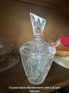 Crystal-Glass-Bomboniere-with-Lid-and-Spoons-1