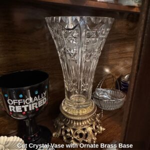 Cut-Crystal-Vase-with-Ornate-Brass-Base-1
