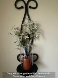 Danya-B.-Wrought-Iron-Wall-Sconce-with-Glass-Vase-and-Faux-Flowers-1
