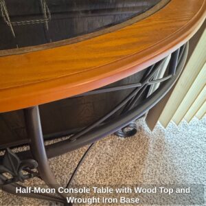 Half-Moon-Console-Table-with-Wood-Top-and-Wrought-Iron-Base-second-image-1