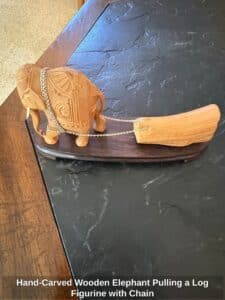 Hand-Carved-Wooden-Elephant-Pulling-a-Log-Figurine-with-Chain-1