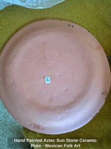 Hand-Painted-Aztec-Sun-Stone-Ceramic-Plate-Mexican-Folk-Art-second-image-1