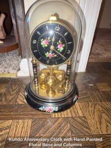 Kundo-Anniversary-Clock-with-Hand-Painted-Floral-Base-and-Columns