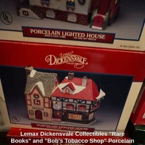 Lemax-Dickensvale-Collectibles-Rare-Books-and-Bobs-Tobacco-Shop-Porcelain-Lighted-House