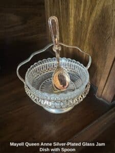 Mayell-Queen-Anne-Silver-Plated-Glass-Jam-Dish-with-Spoon-1