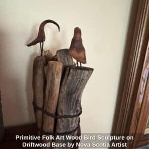 Primitive-Folk-Art-Wood-Bird-Sculpture-on-Driftwood-Base-by-Nova-Scotia-Artist-1