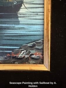 Seascape-Painting-with-Sailboat-by-A.-Holden-second-image-1