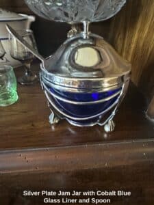 Silver-Plate-Jam-Jar-with-Cobalt-Blue-Glass-Liner-and-Spoon-1