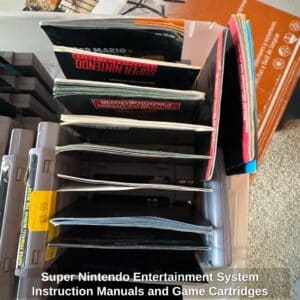 Super-Nintendo-Entertainment-System-Instruction-Manuals-and-Game-Cartridges