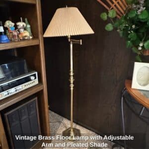 Vintage-Brass-Floor-Lamp-with-Adjustable-Arm-and-Pleated-Shade-1