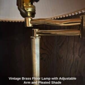Vintage-Brass-Floor-Lamp-with-Adjustable-Arm-and-Pleated-Shade-second-image-1