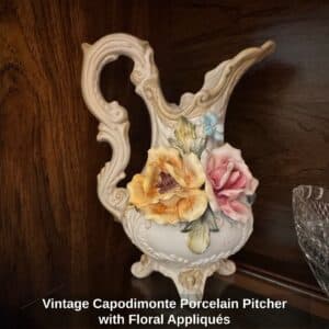 Vintage-Capodimonte-Porcelain-Pitcher-with-Floral-Appliqus-1