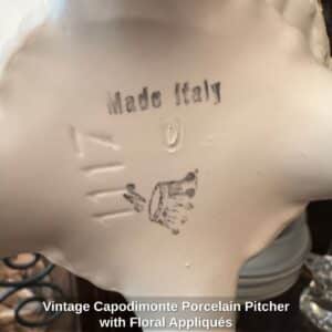 Vintage-Capodimonte-Porcelain-Pitcher-with-Floral-Appliqus-second-image-1