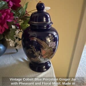 Vintage-Cobalt-Blue-Porcelain-Ginger-Jar-with-Pheasant-and-Floral-Motif-Made-in-Japan-1