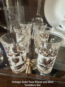 Vintage-Gold-Tone-Floral-and-Bird-Tumblers-Set-1