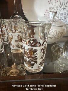 Vintage-Gold-Tone-Floral-and-Bird-Tumblers-Set-second-image-1