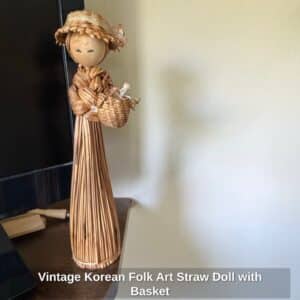 Vintage-Korean-Folk-Art-Straw-Doll-with-Basket-1