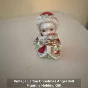 Vintage-Lefton-Christmas-Angel-Bell-Figurine-Holding-Gift